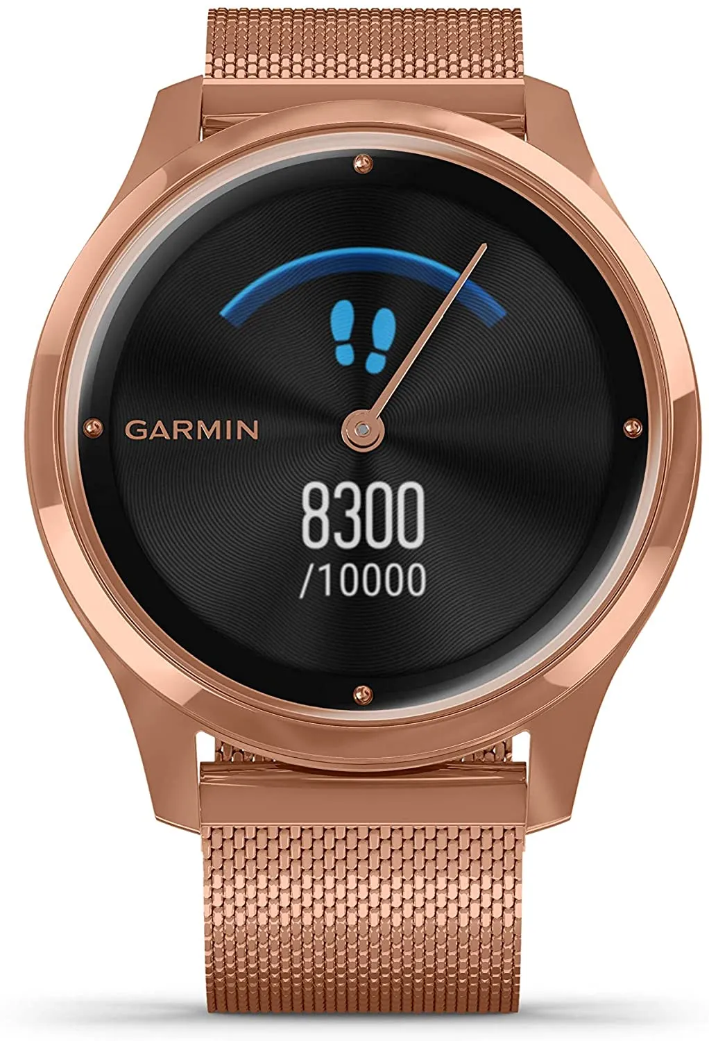 Garmin Vivomove 3 Luxe, Hybrid Smartwatch with White Earbuds Bundle (18K Rose Gold/Black, Milanese)