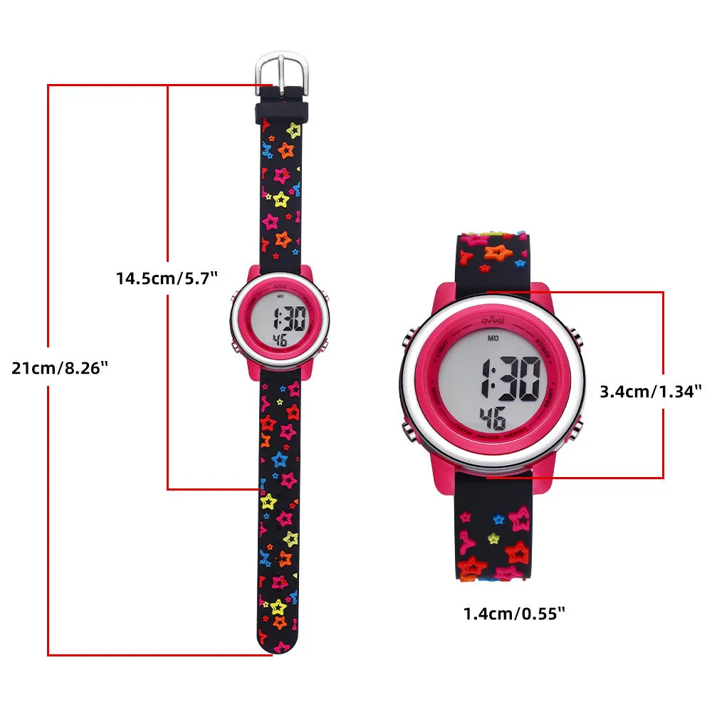 Girls Digital Sports Watch with many features - Stars