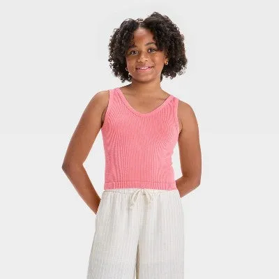 Girl's XL (14) Seamless Knit Tank Top - art class Melon Orange