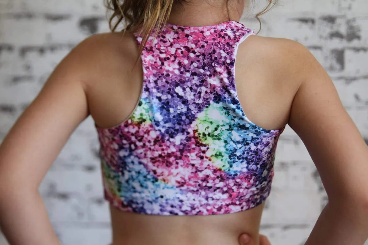 Glitter Crop Top Sports Bra Youth Girls