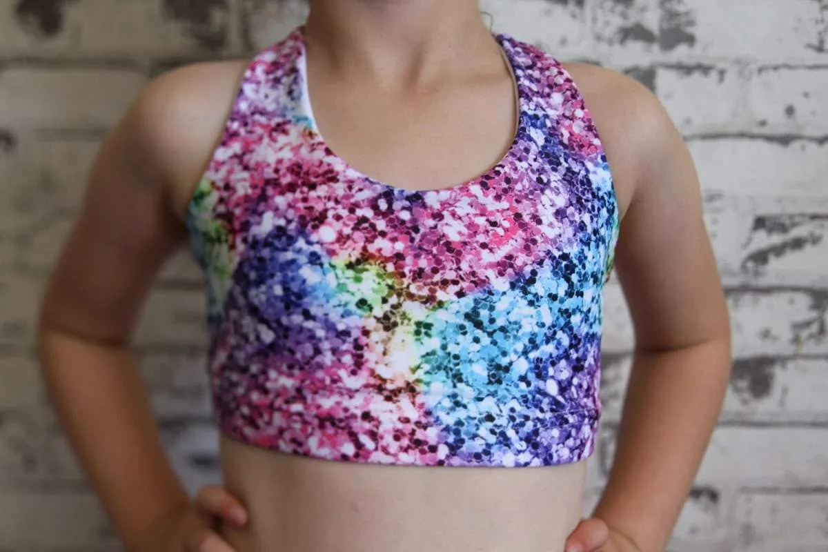 Glitter Crop Top Sports Bra Youth Girls