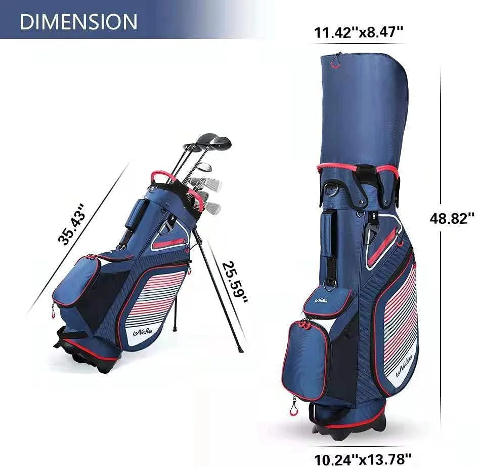 Golf Stand Bag with 14 Way Divider, Waterproof Durable Portable Golf Bag for Men, Lightweight Golf Club Travel Bags for Airlines