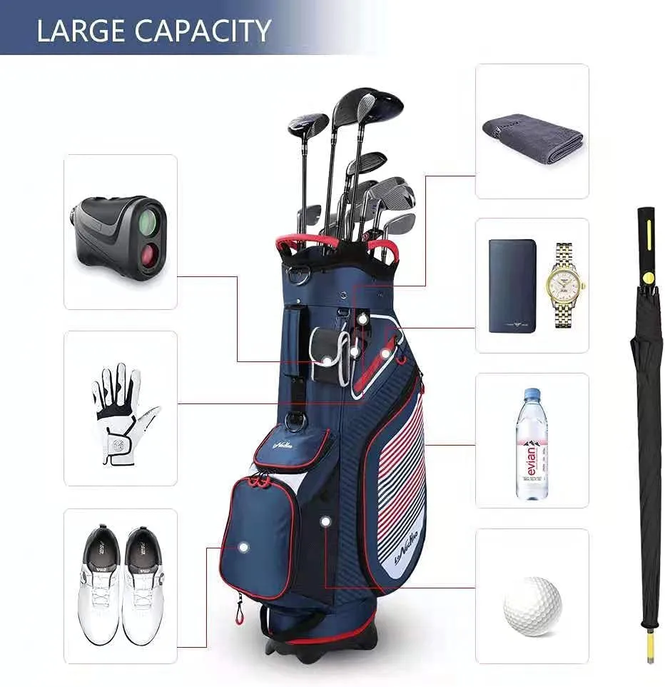 Golf Stand Bag with 14 Way Divider, Waterproof Durable Portable Golf Bag for Men, Lightweight Golf Club Travel Bags for Airlines