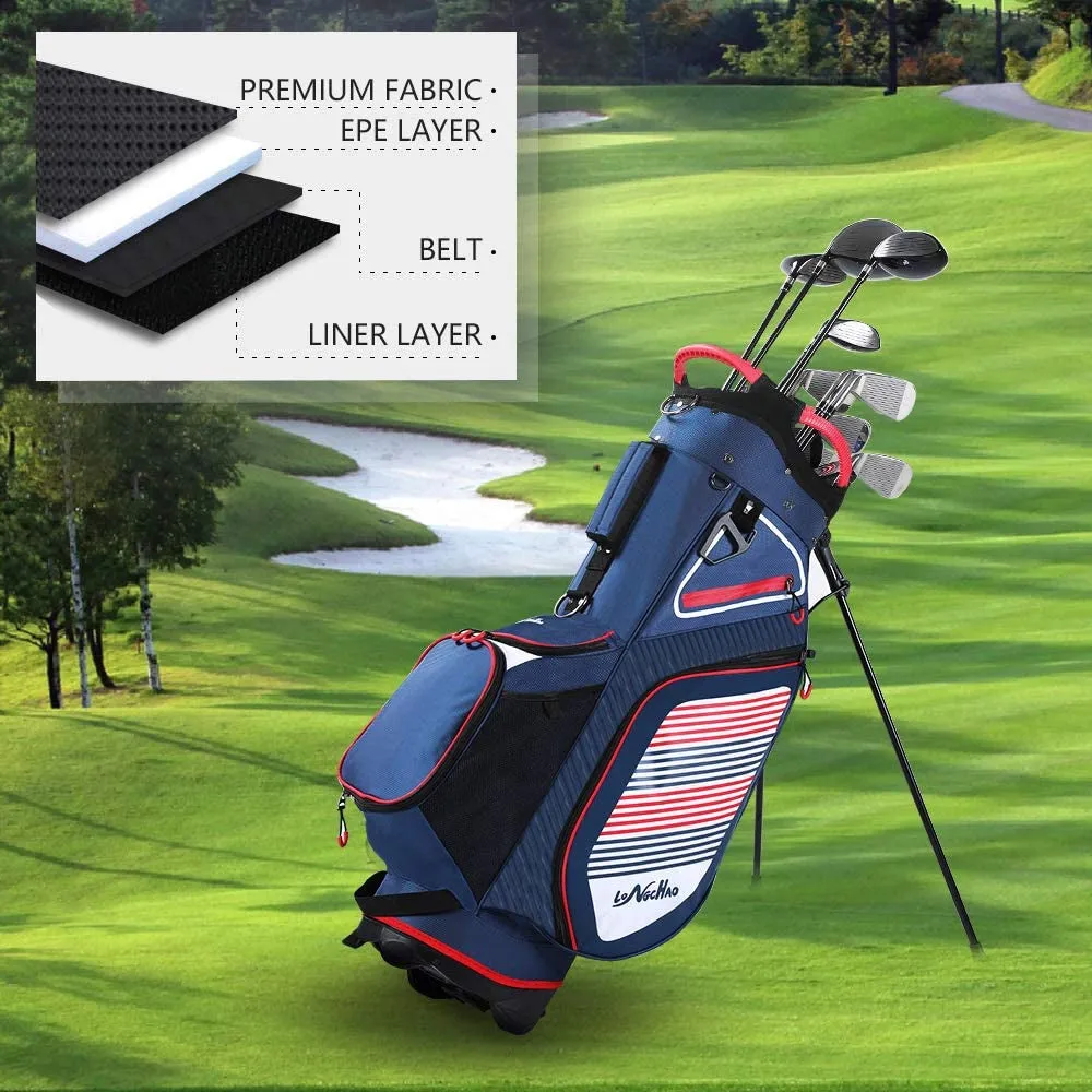 Golf Stand Bag with 14 Way Divider, Waterproof Durable Portable Golf Bag for Men, Lightweight Golf Club Travel Bags for Airlines