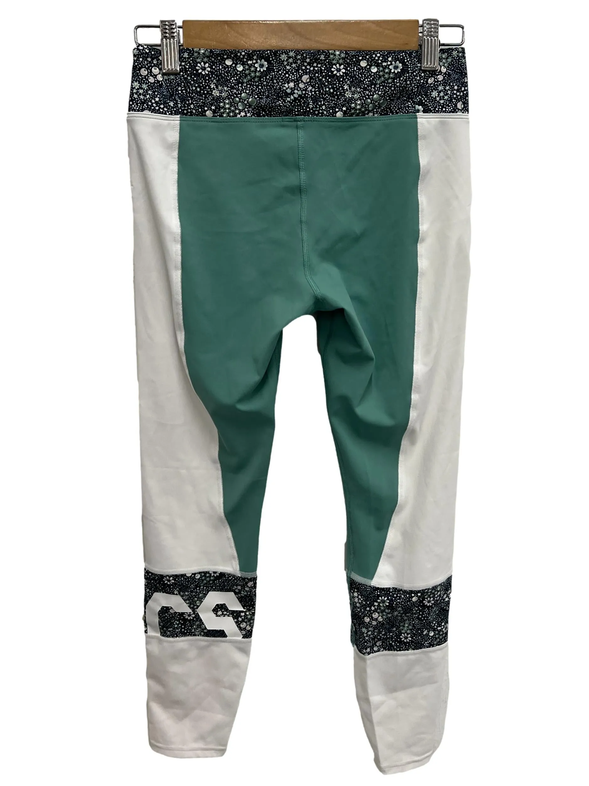 Green Color Block Tights
