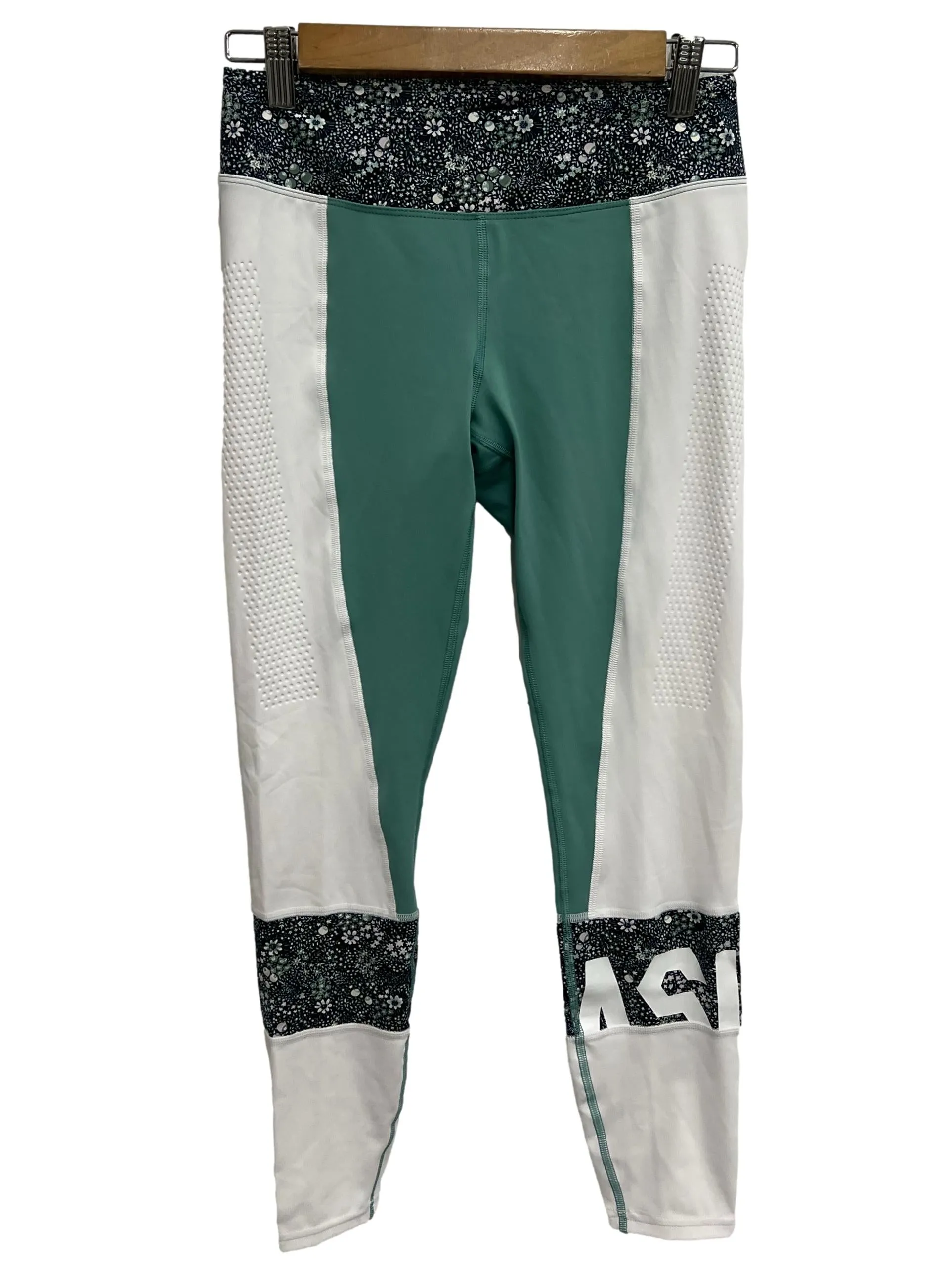 Green Color Block Tights