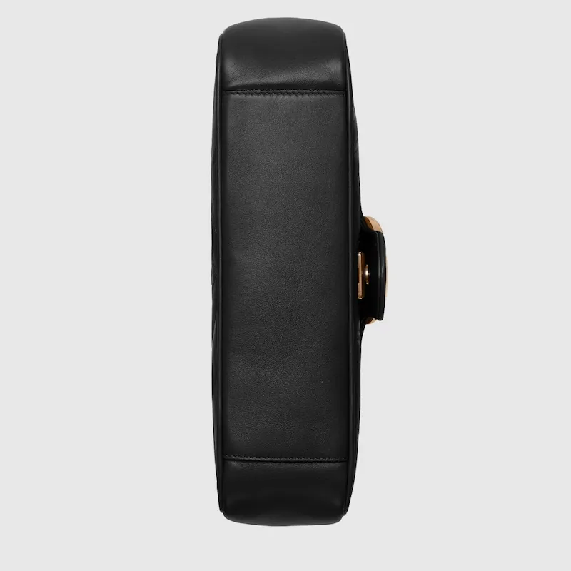 Gucci GG Marmont Shoulderbag Matelasse Gold Black Leather Handbag Bag Purse New