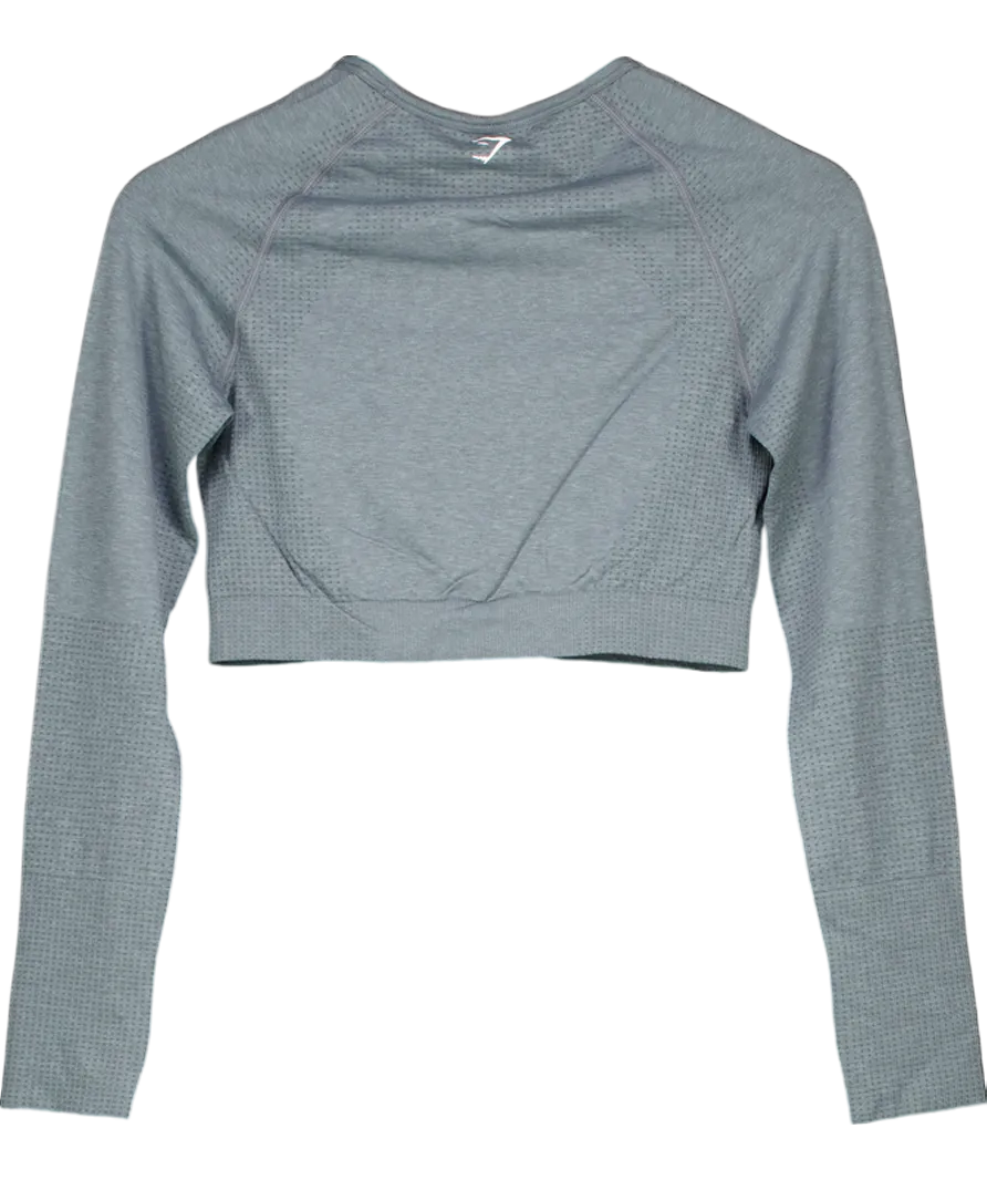 gymshark Grey Everyday Seamless Long Sleeve Crop Top UK L