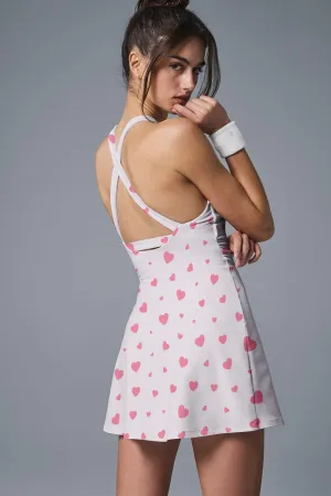 Heartline Rally – White & Pink Love Dot Dress