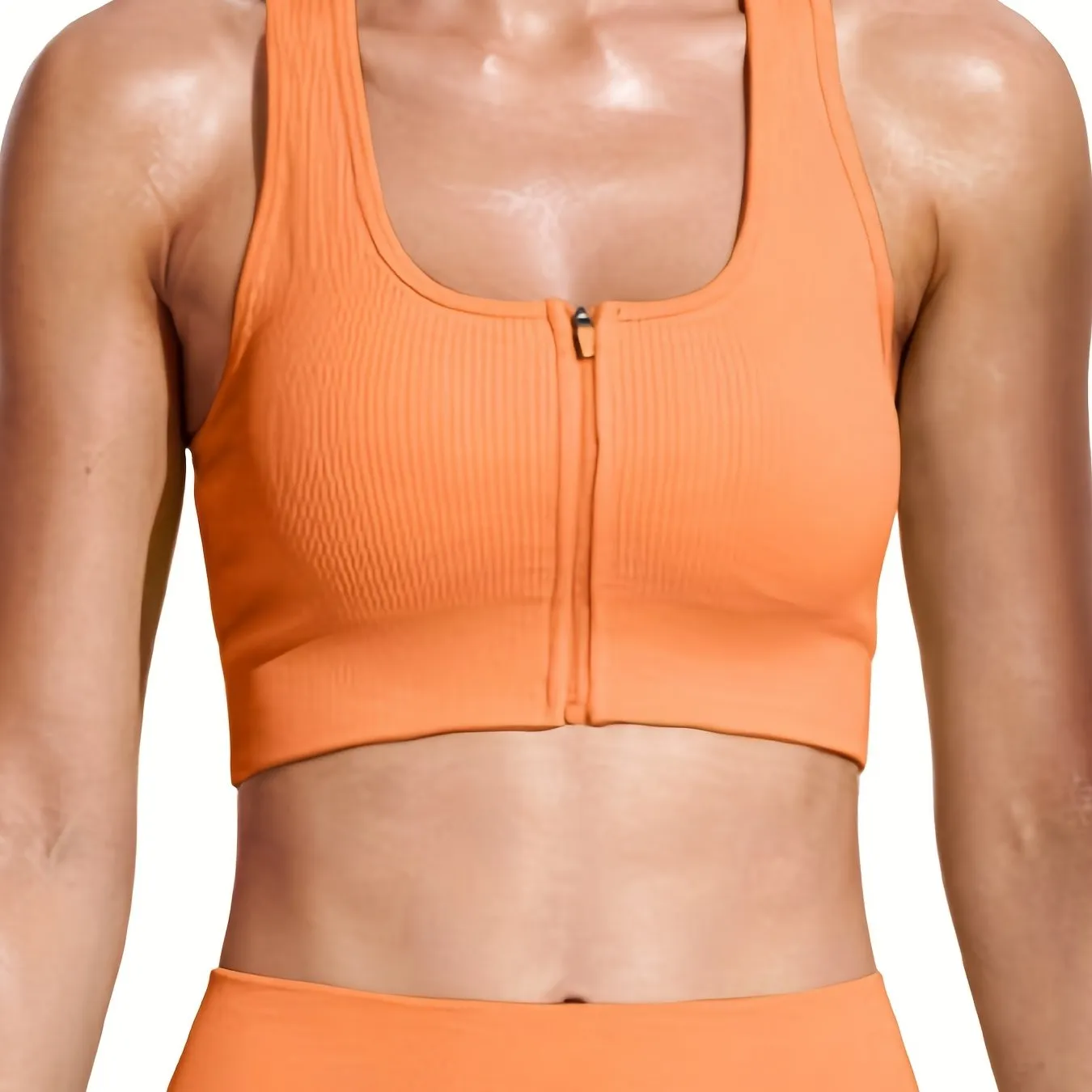 High Impact Seamless Sports Bra for Women - Zipper Front, Chest Pad, Ideal for Running, Yoga & More