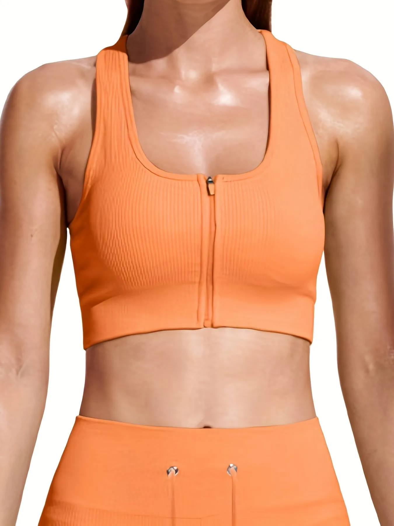 High Impact Seamless Sports Bra for Women - Zipper Front, Chest Pad, Ideal for Running, Yoga & More