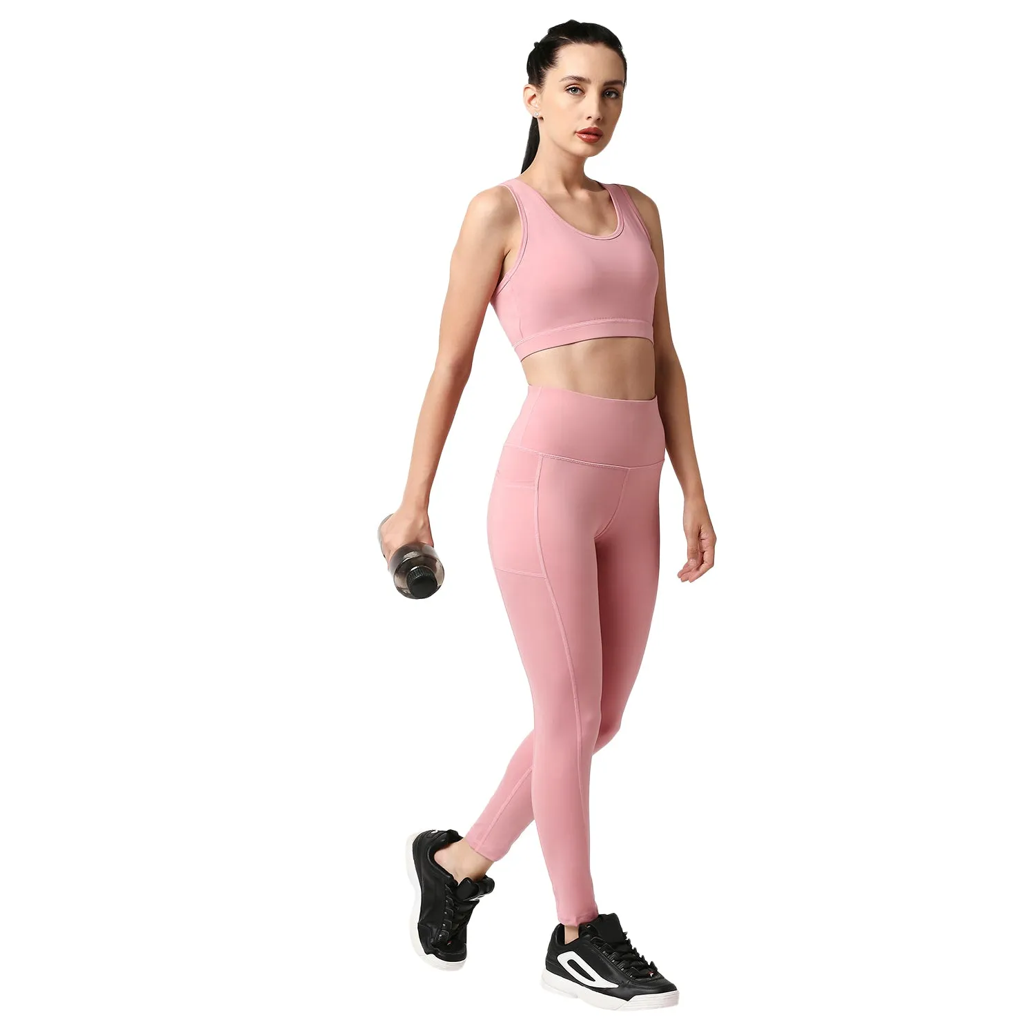High Waist Ankle Length Sports Leggings With Pockets