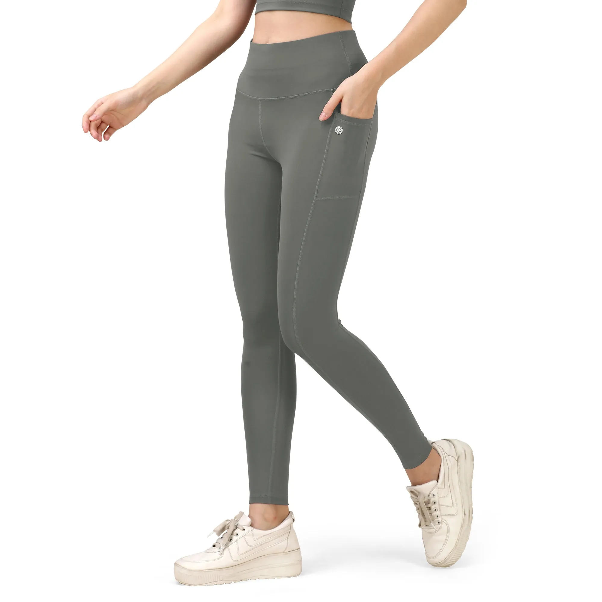 High Waist Ankle Length Sports Leggings With Pockets