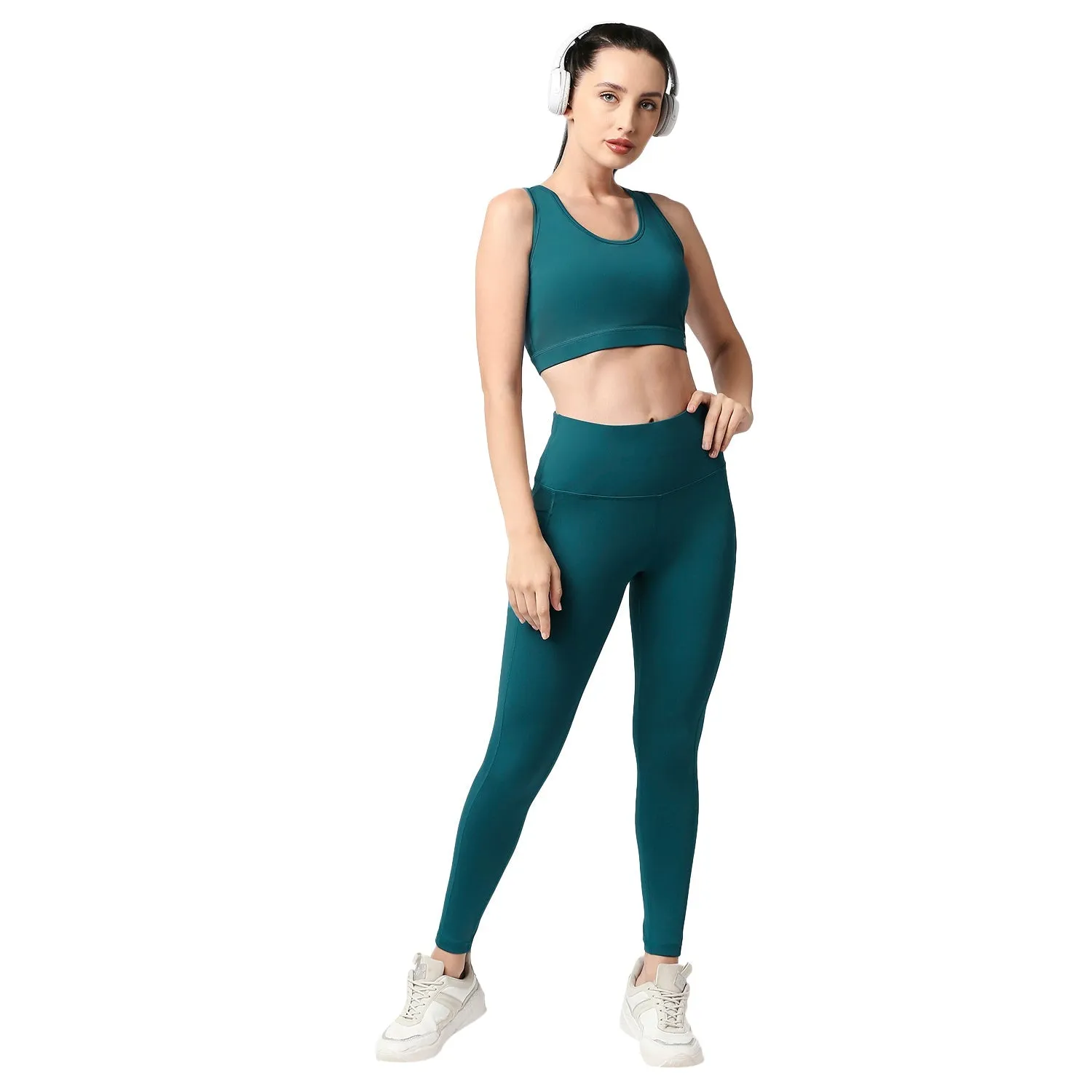 High Waist Ankle Length Sports Leggings With Pockets