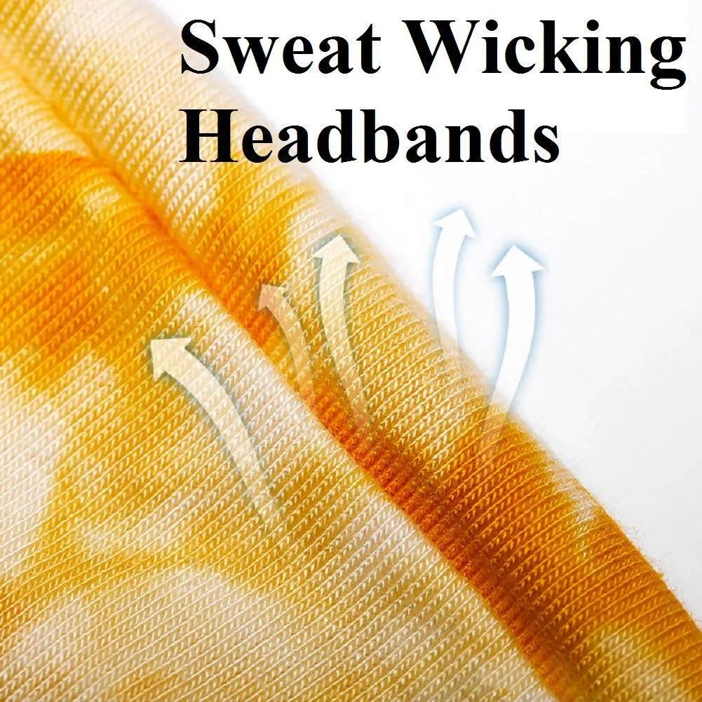 Huachi Women's Headbands for Yoga, Workout, Exercise - 6Pcs Elastic Hair Bands for Women's Hair - Tie Dye Bandeau Headband Sweatbands - Comfy Material - Upgraded Design - One Size - Black