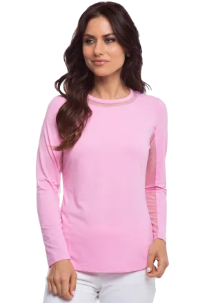 Ibkul Long Sleeve Crew Neck Sun Shirt: Candy Pink | SPF 50