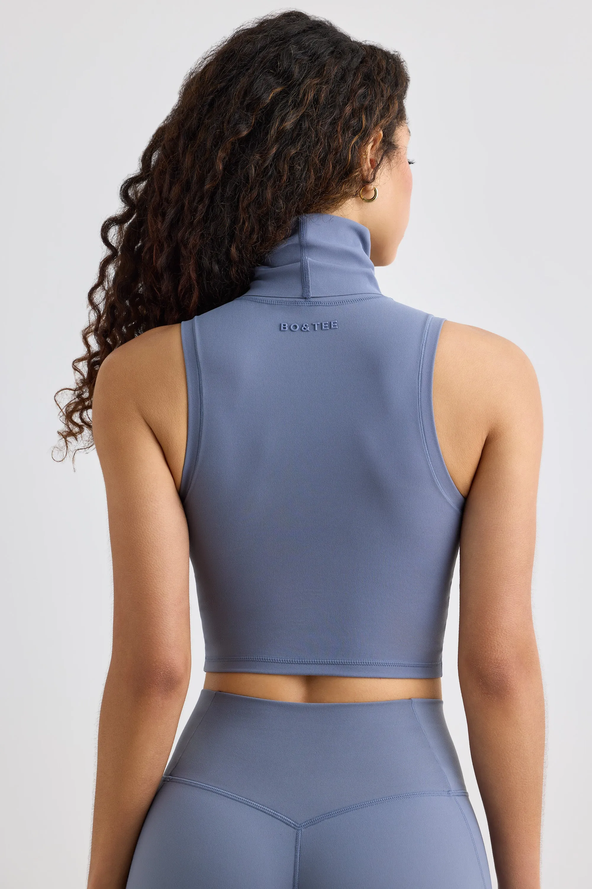 Immaculate - Soft Active Turtleneck Tank Top in Slate Grey