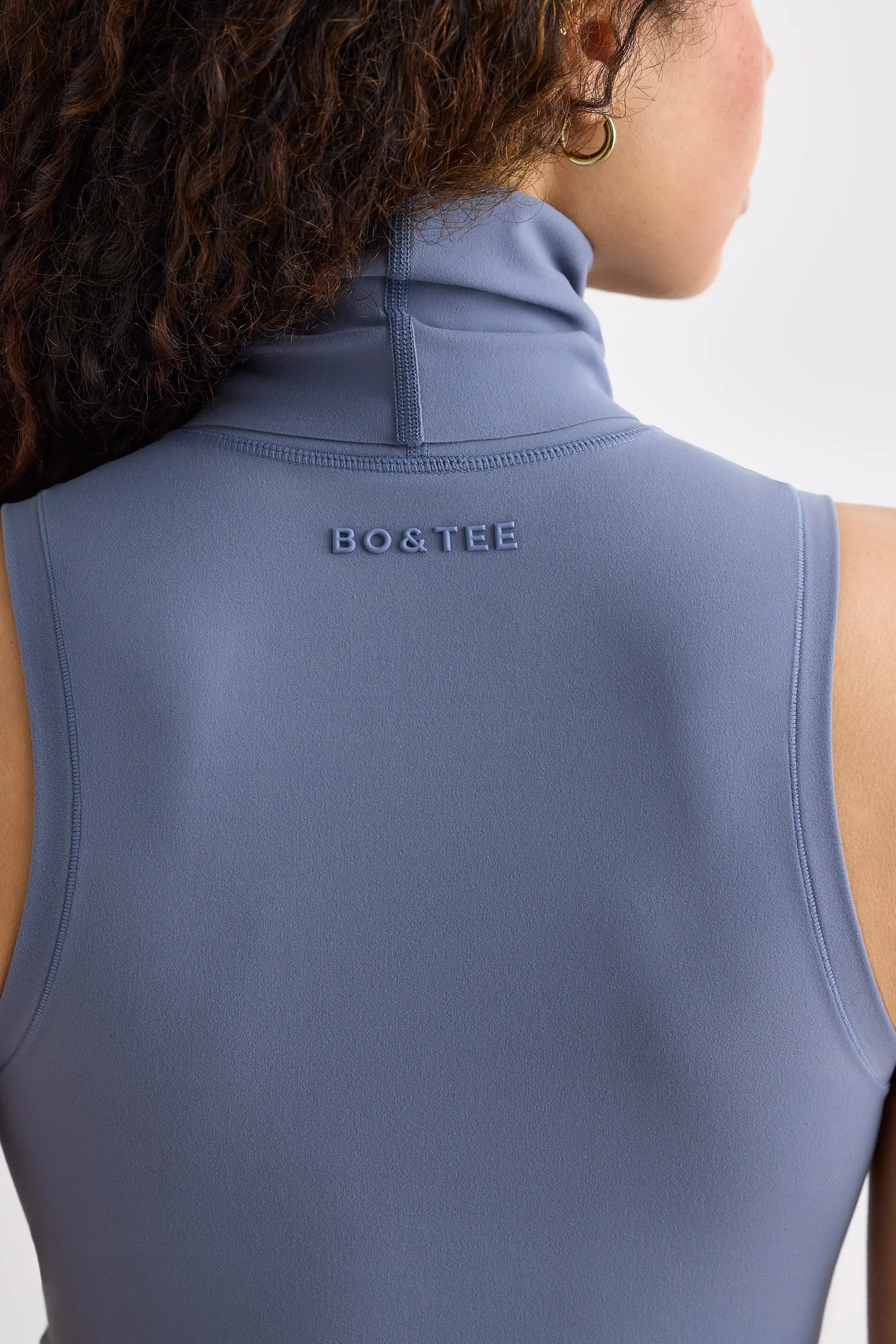 Immaculate - Soft Active Turtleneck Tank Top in Slate Grey