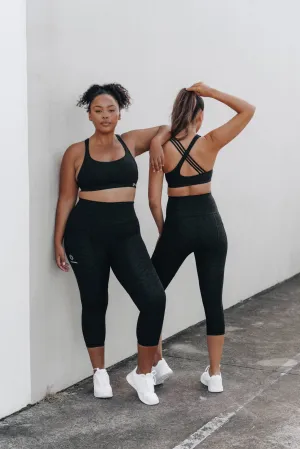 invisiSweat 3/4 Length Tights - High Waisted Black Leopard