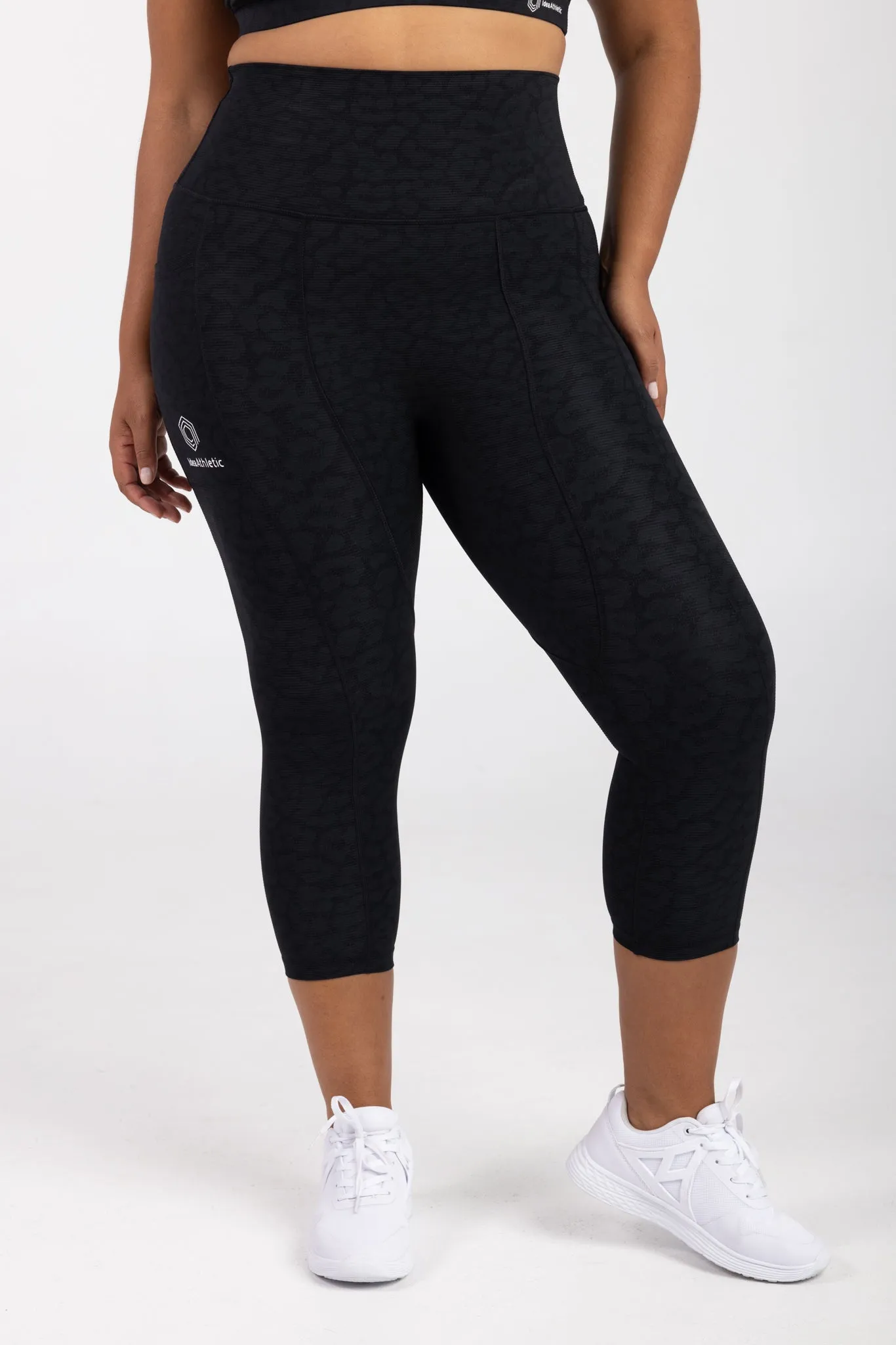 invisiSweat 3/4 Length Tights - High Waisted Black Leopard