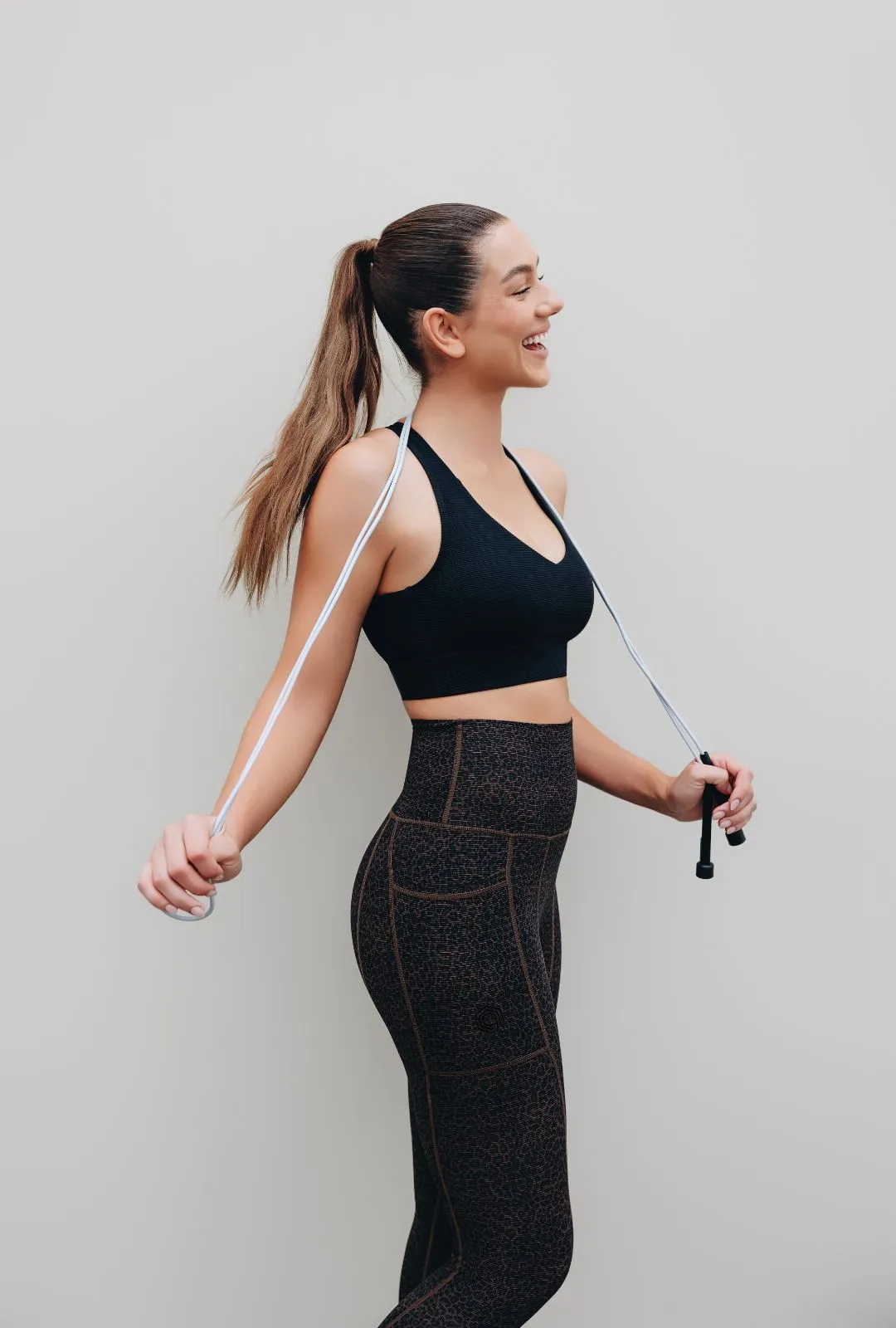 invisiSweat 3/4 Length Tights - High Waisted Chocolate Leopard