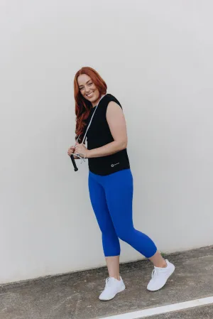 invisiSweat 3/4 Length Tights - High Waisted Luxe Cobalt