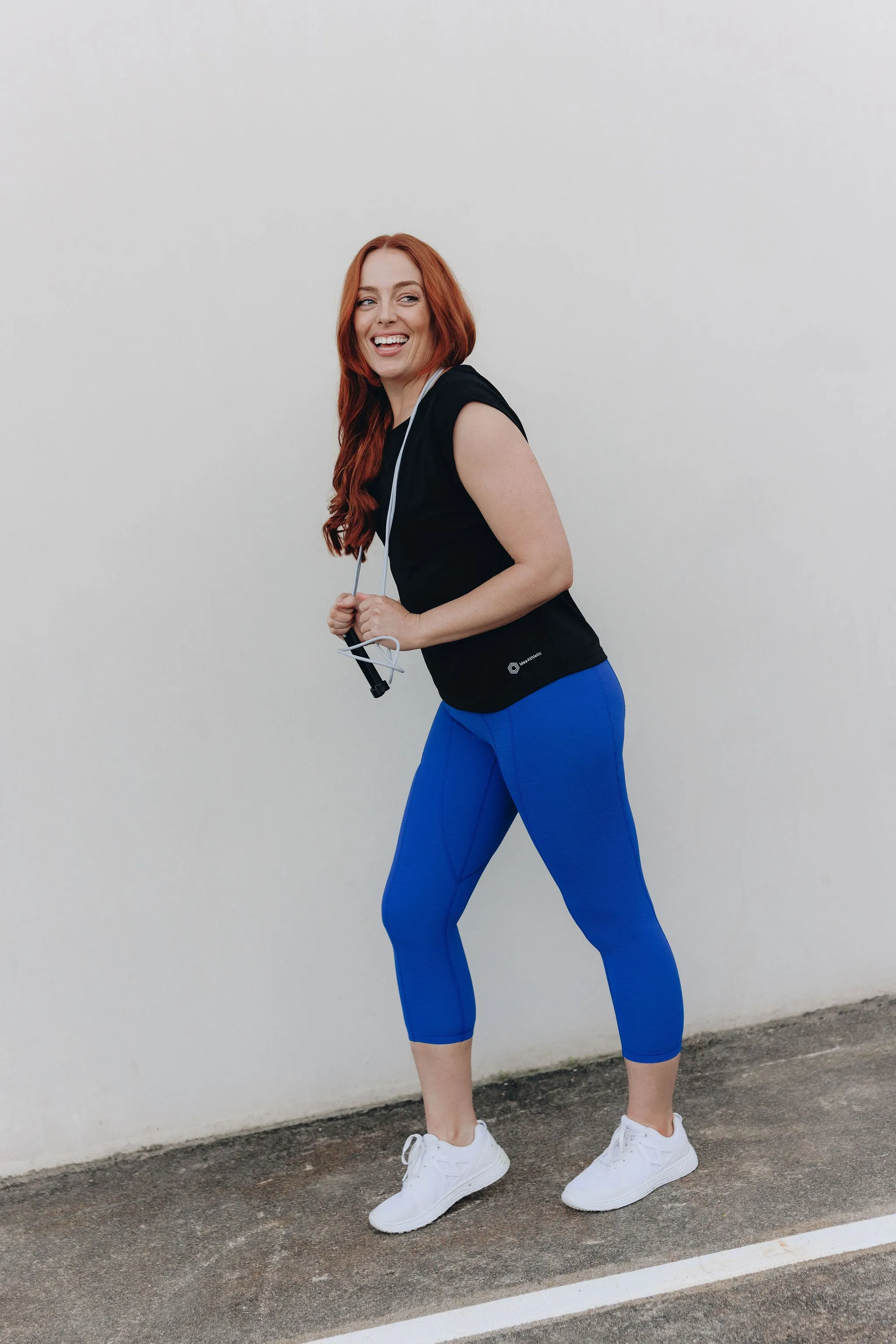 invisiSweat 3/4 Length Tights - High Waisted Luxe Cobalt