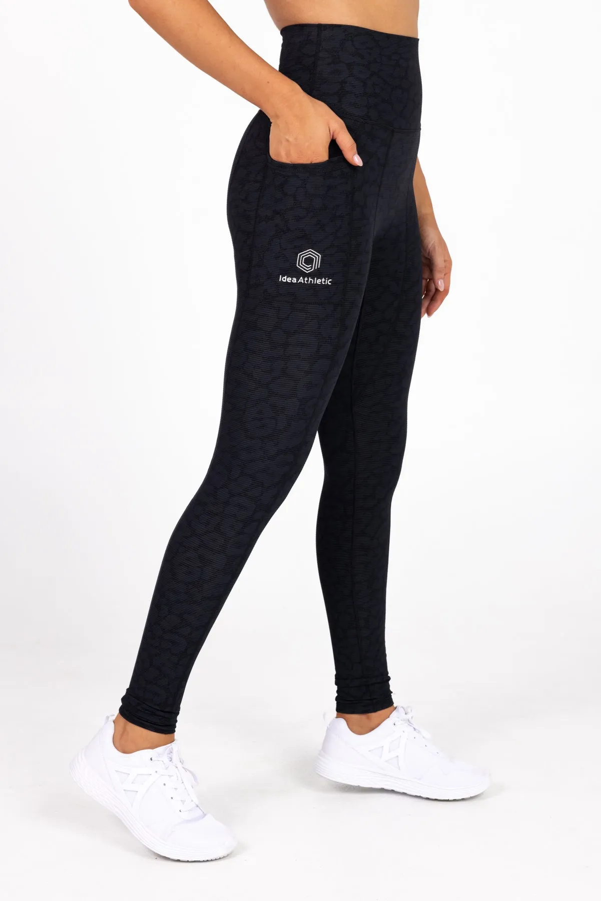 invisiSweat Full Length Tights - High Waisted Black Leopard