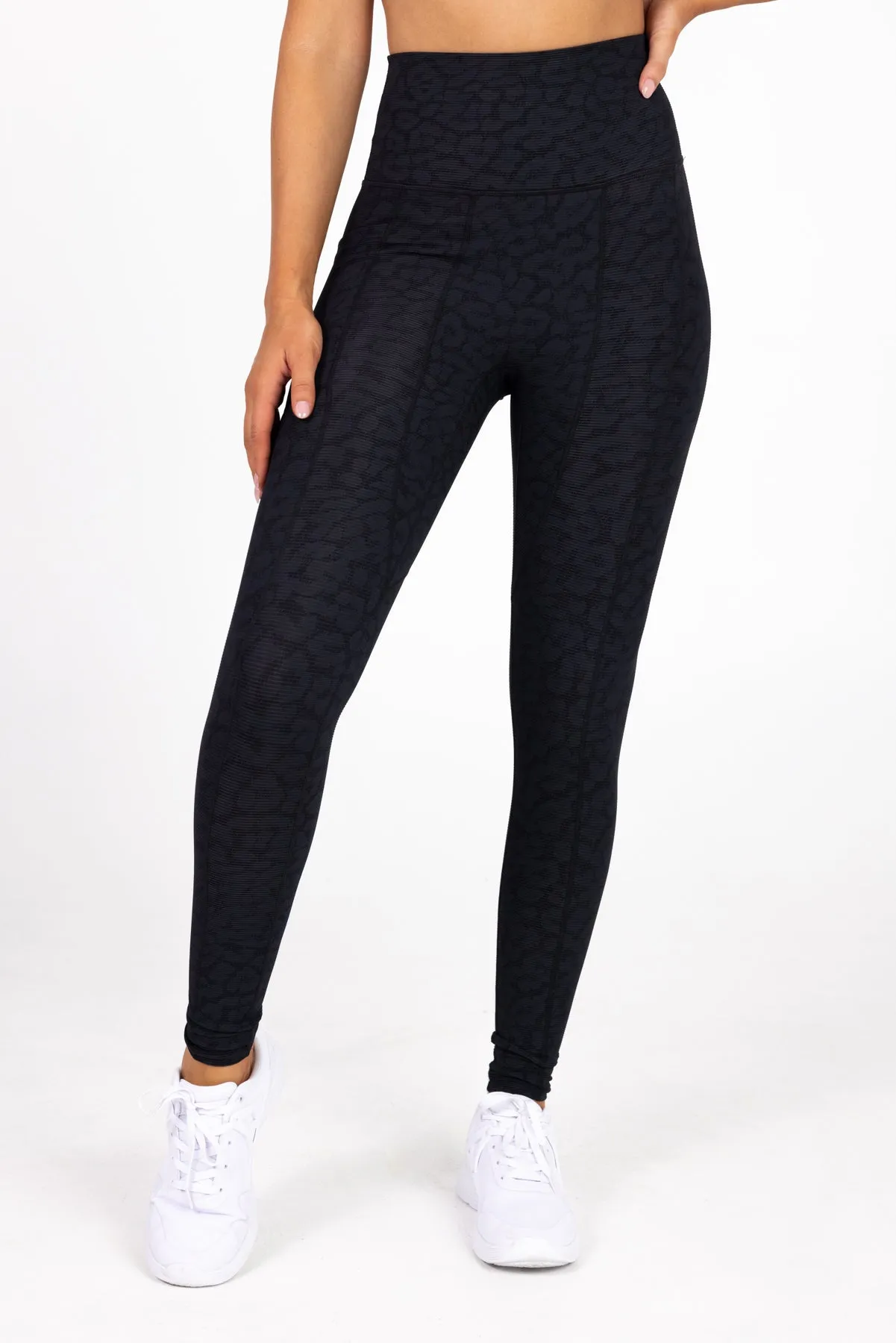 invisiSweat Full Length Tights - High Waisted Black Leopard