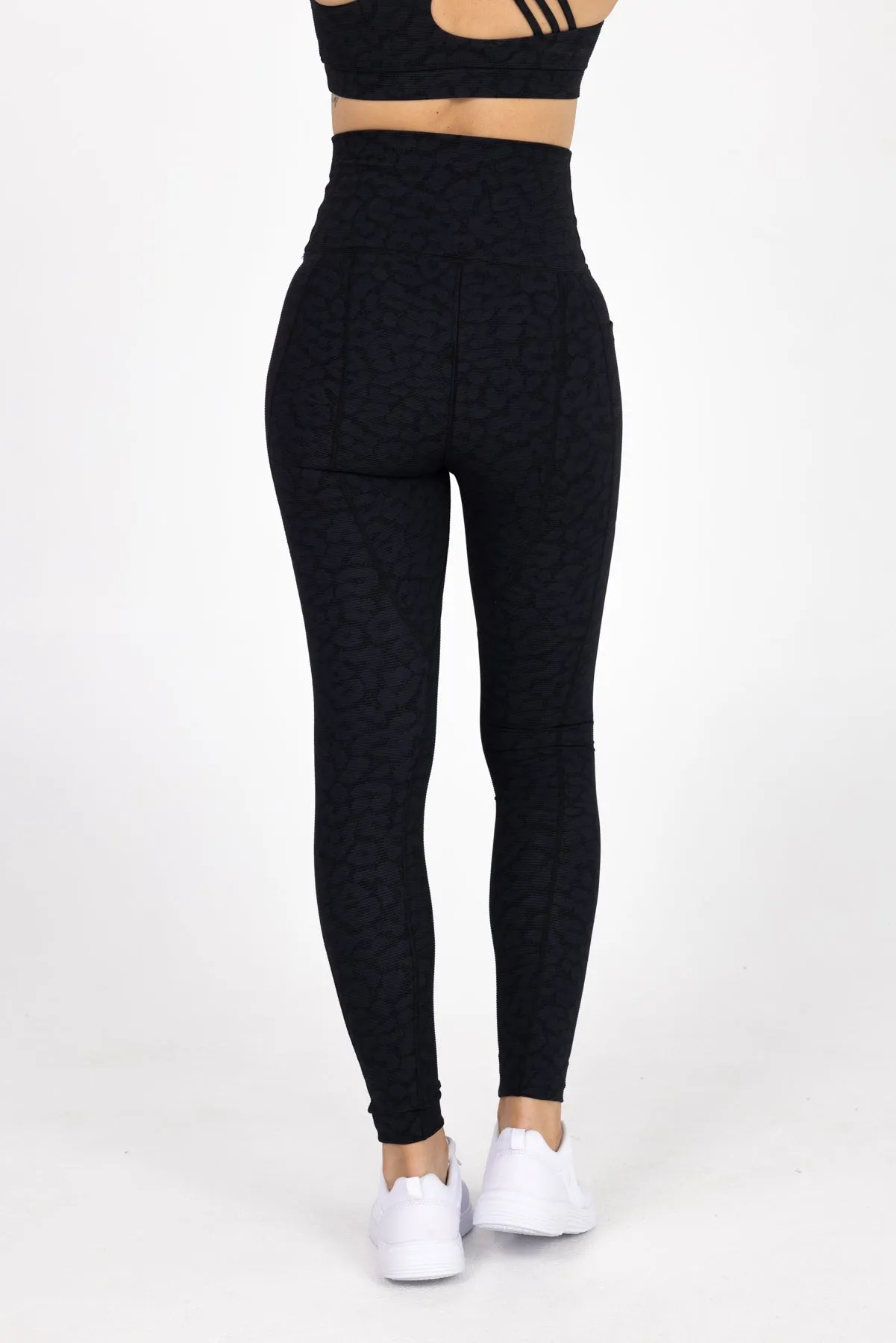 invisiSweat Full Length Tights - High Waisted Black Leopard