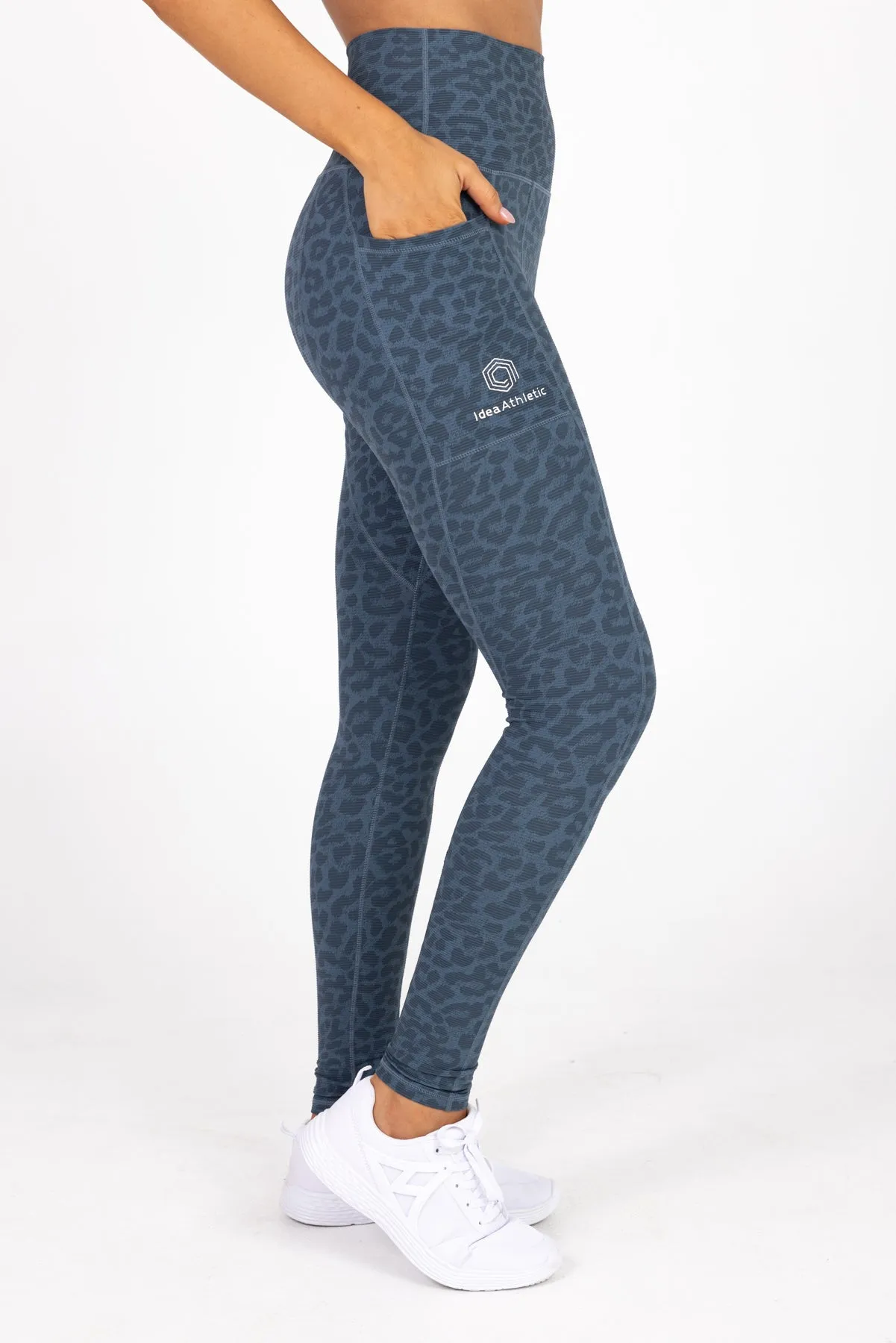 invisiSweat Full Length Tights - High Waisted Blue Leopard