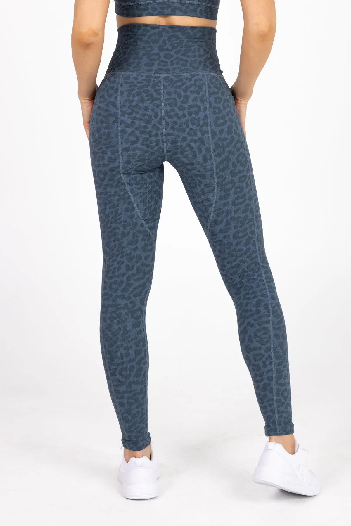 invisiSweat Full Length Tights - High Waisted Blue Leopard