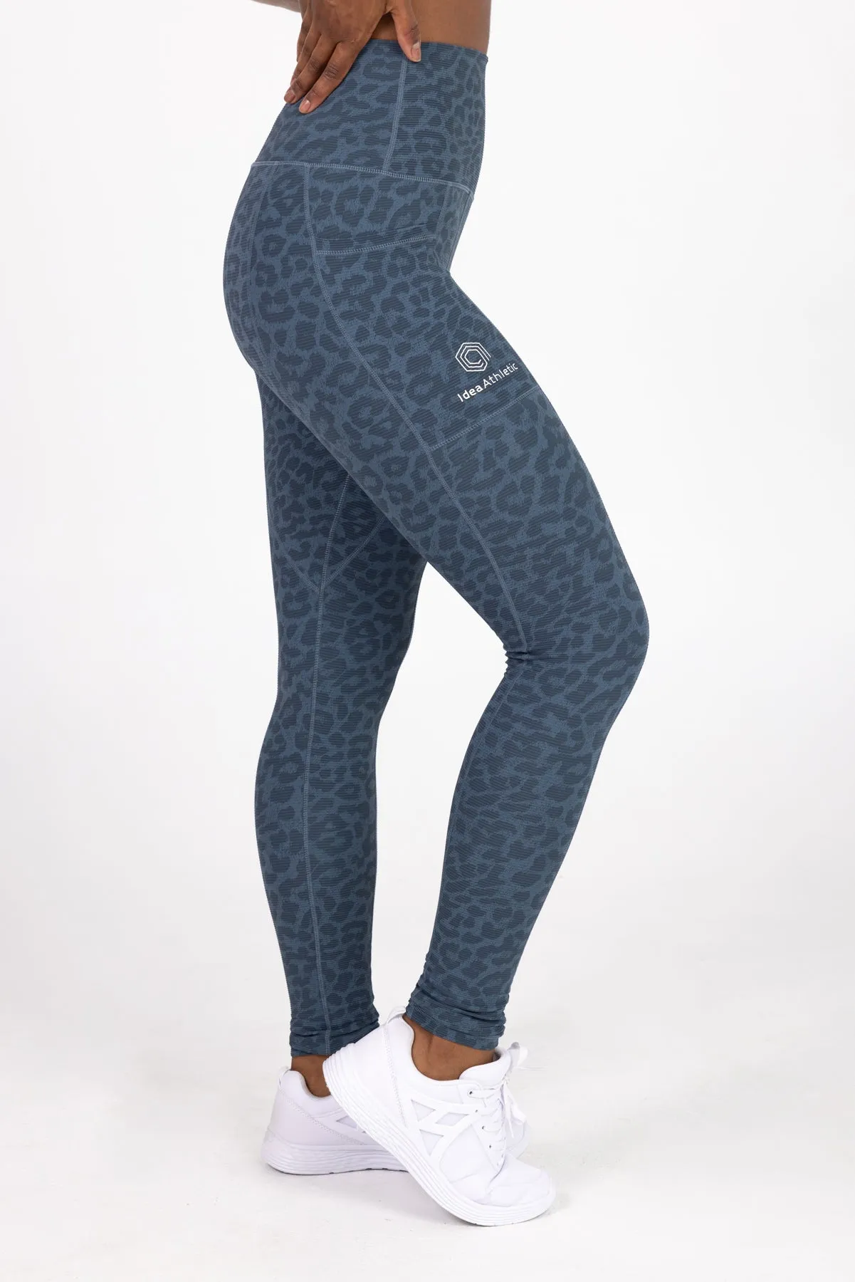 invisiSweat Full Length Tights - High Waisted Blue Leopard