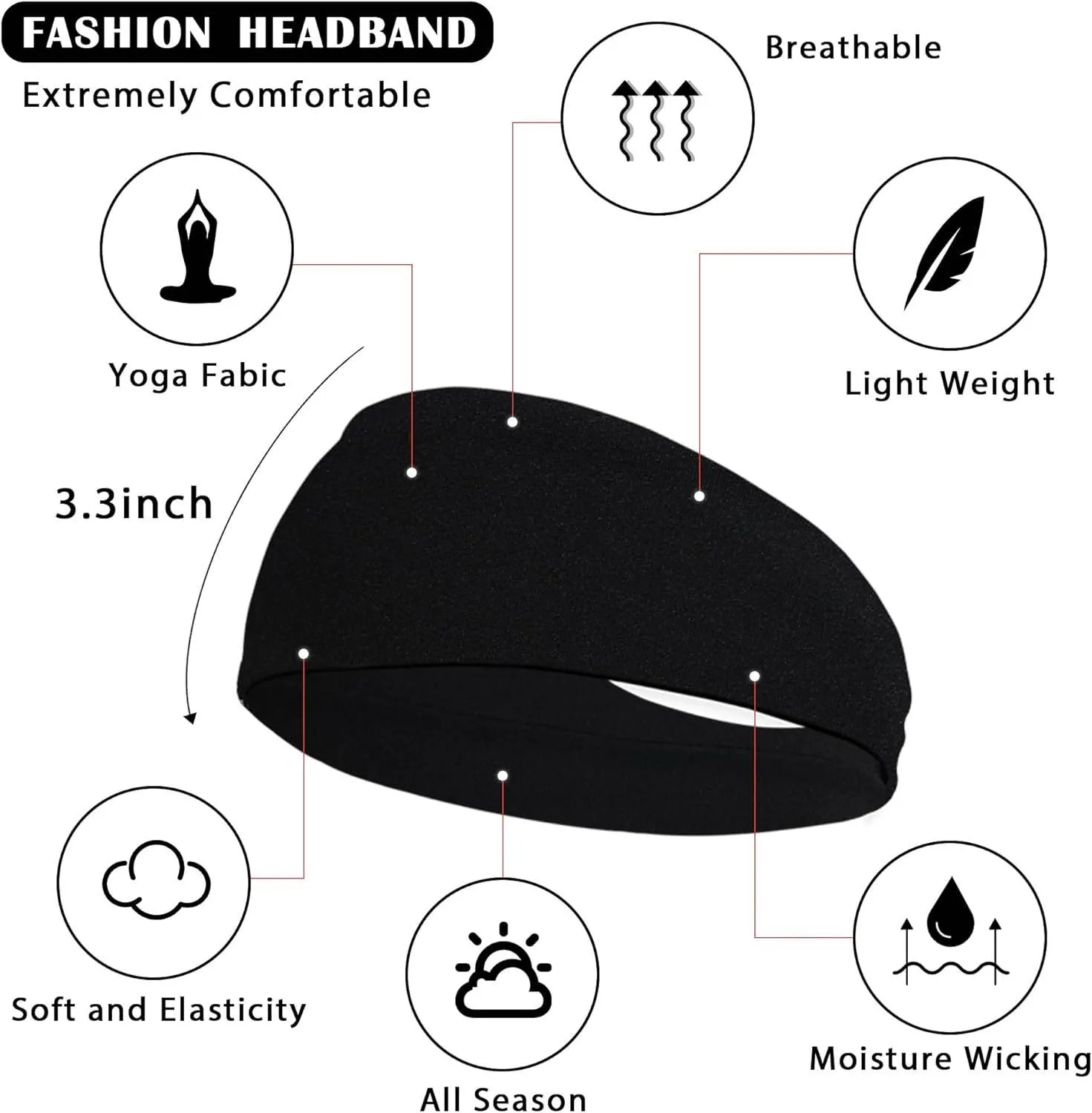 JOYOYO Unisex Headbands for Women's Hair Soft Stretchy Fabric Kylie Head Band Bandeaux Hair Accessories for Workout Gym Yoga Hair Band,100% Pure Cotton