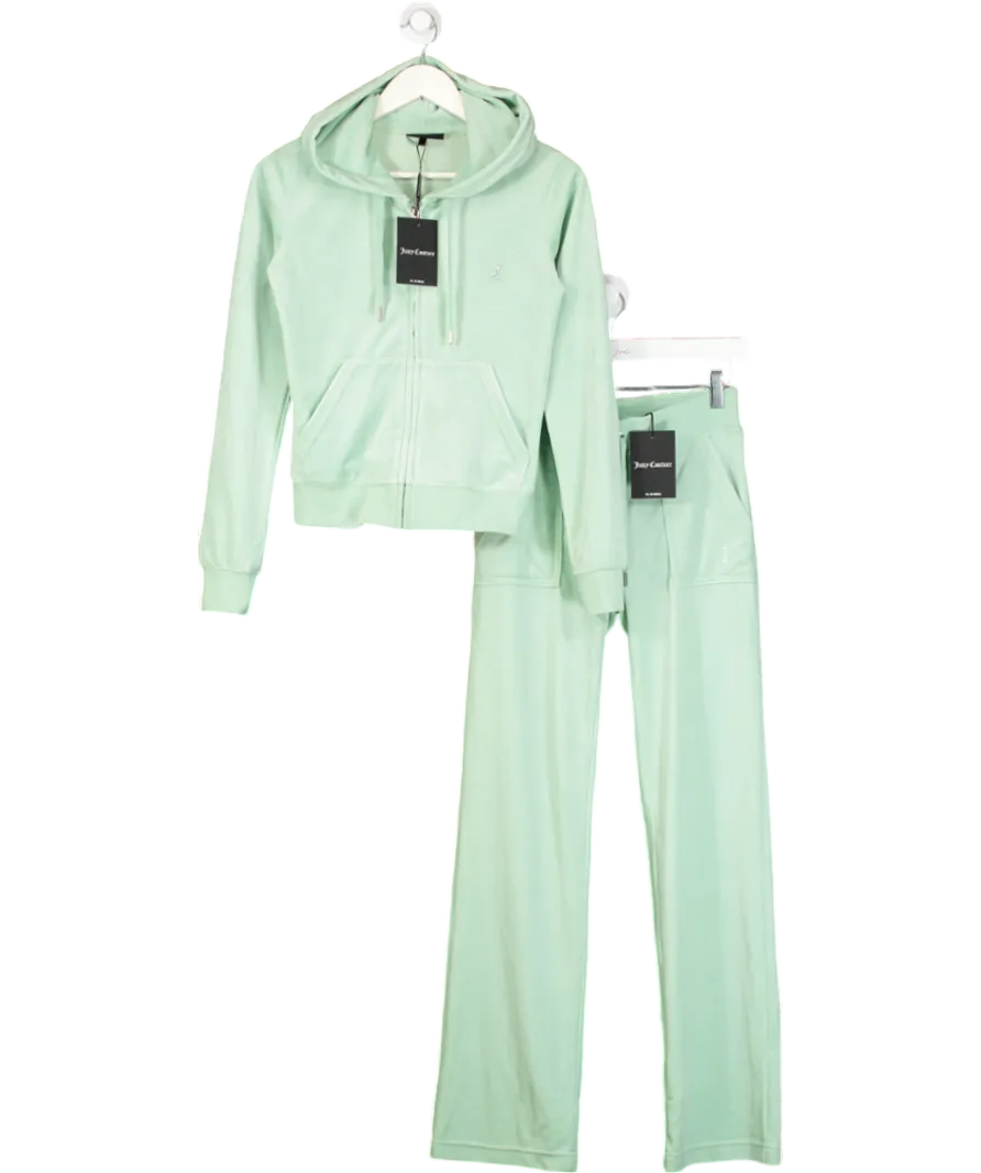 Juicy Couture Green Diamanté Tracksuit Top & Bottoms UK S