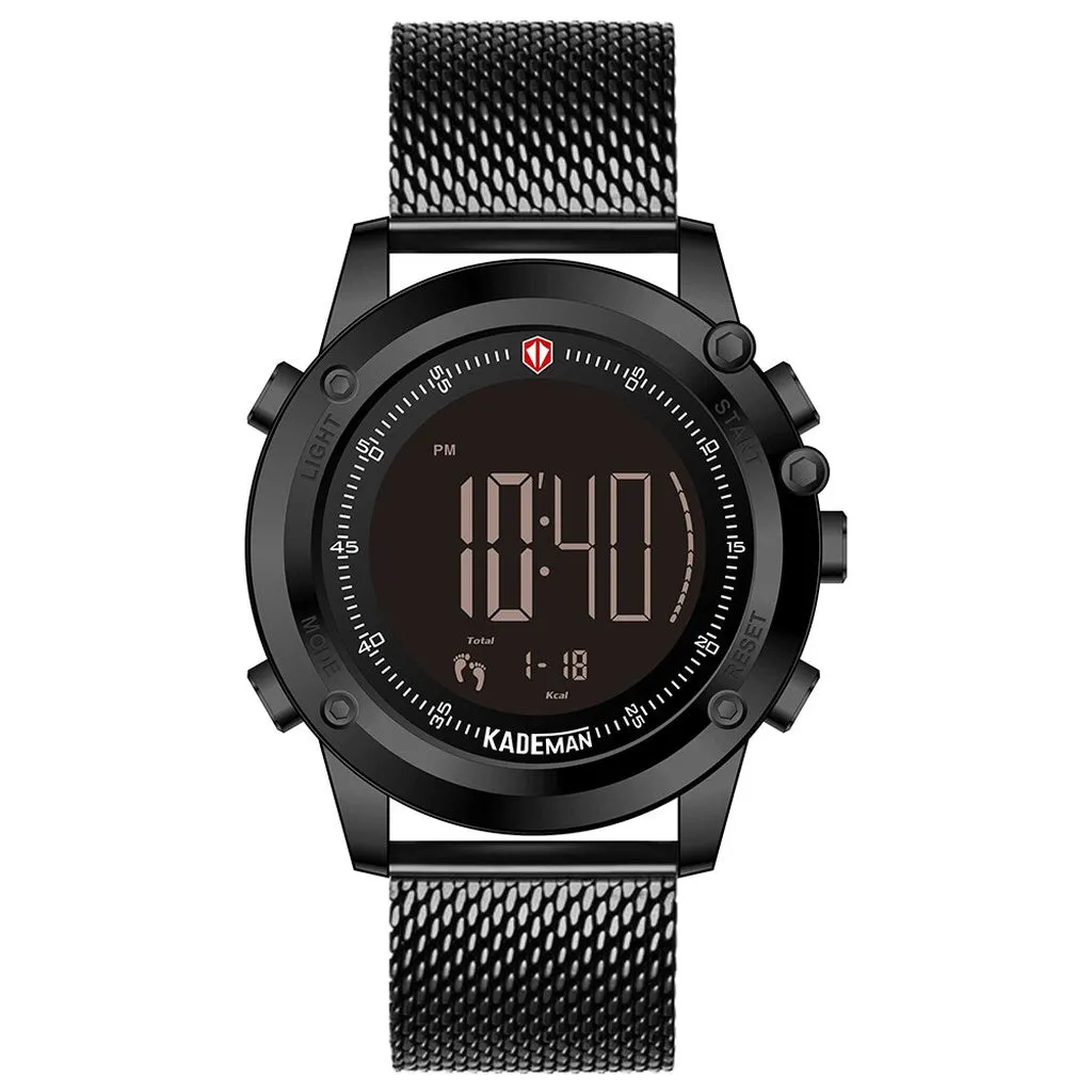 KADEMAN Military Sports Men's Watch Digital Display Waterproof Step Counter Leather Clock Top Luxury Brand LED Male Wristwatches