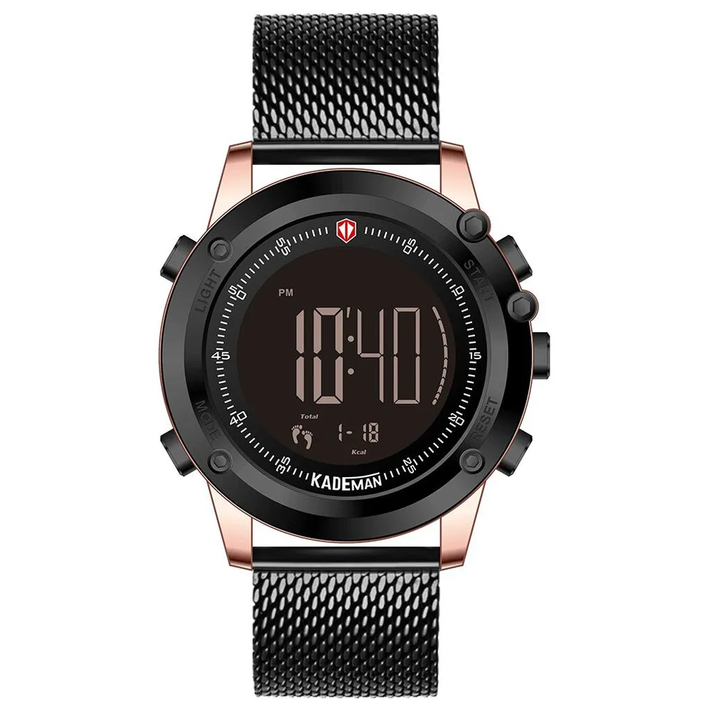KADEMAN Military Sports Men's Watch Digital Display Waterproof Step Counter Leather Clock Top Luxury Brand LED Male Wristwatches