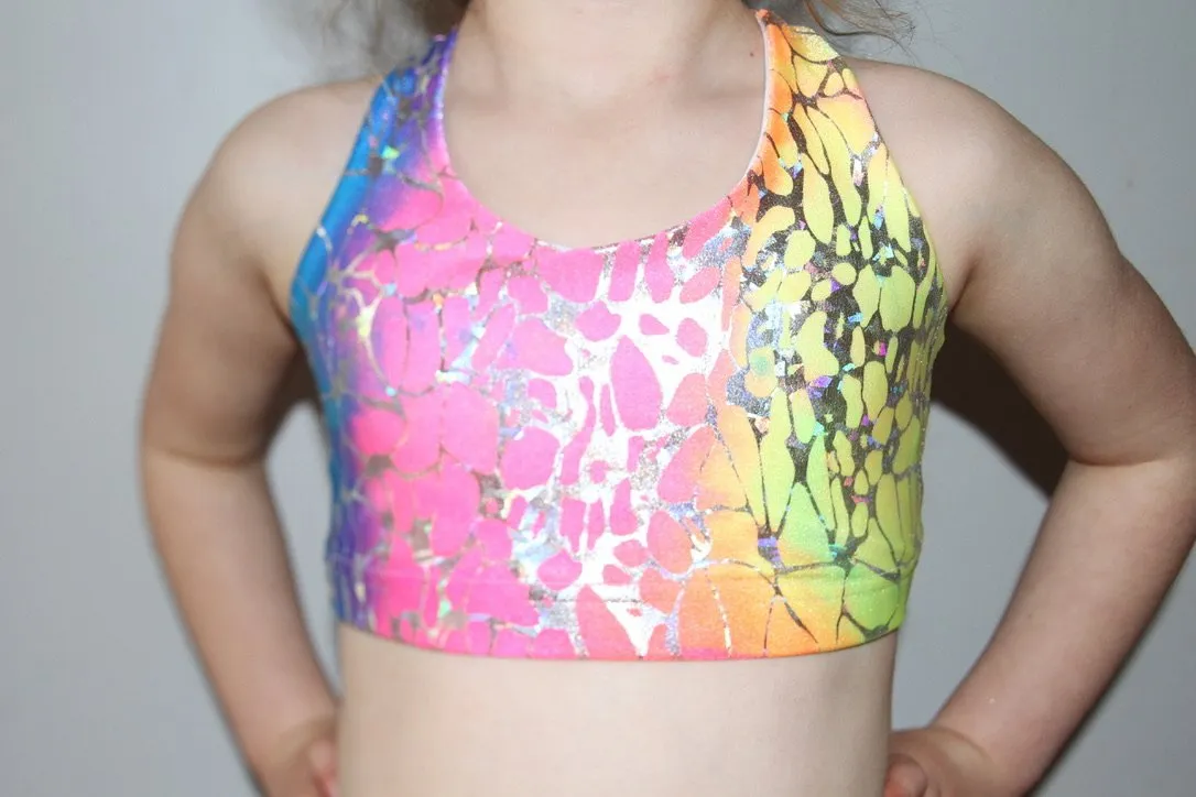 Kaleidoscope Crop Top Sports Bra Youth Girls