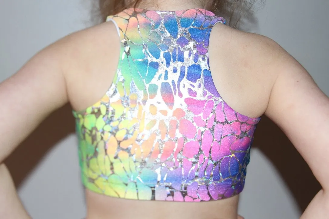 Kaleidoscope Crop Top Sports Bra Youth Girls