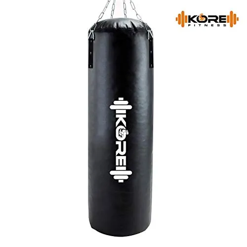 KORE Phantom 3 Feet Unfilled Heavy Black Punching Bag SRF Material Boxing MMA Sparring Punching Training Kickboxing Muay Thai with Rust Proof Stainless Steel Hanging Chain