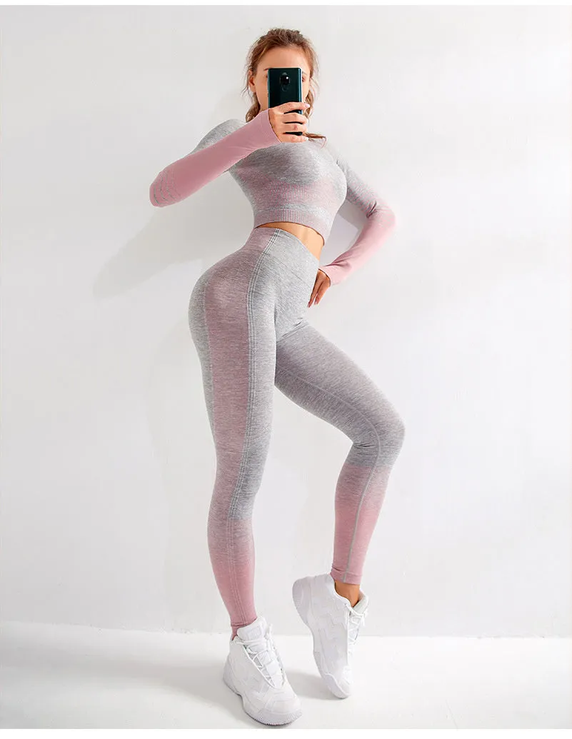 LANTECH Women Yoga Sets Gym Fitness Athletic 2 Pcs Sports Suits trendy Set Pants Leggings Sportswear Leggings Seamless Sports Shirts