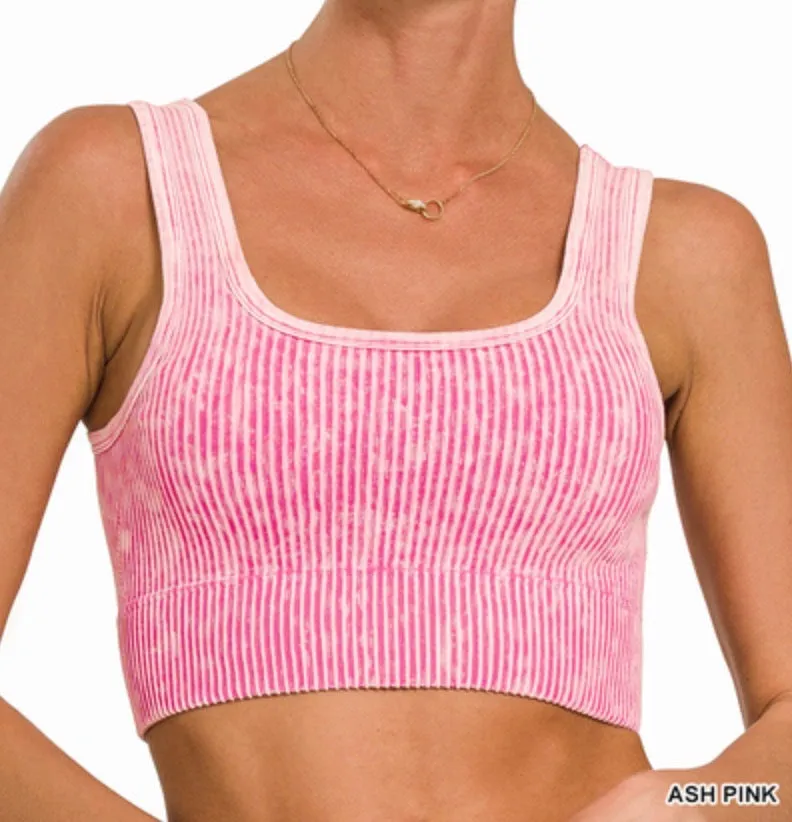 Lauren Built-In Bra Brami - Zenana Ribbed Cropped Tank Top