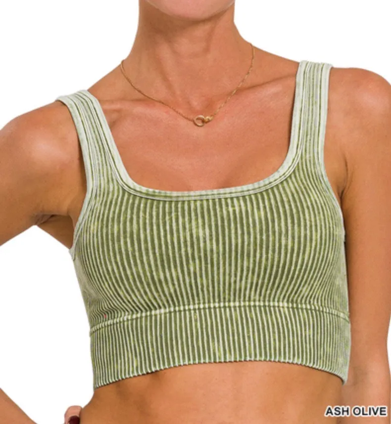 Lauren Built-In Bra Brami - Zenana Ribbed Cropped Tank Top