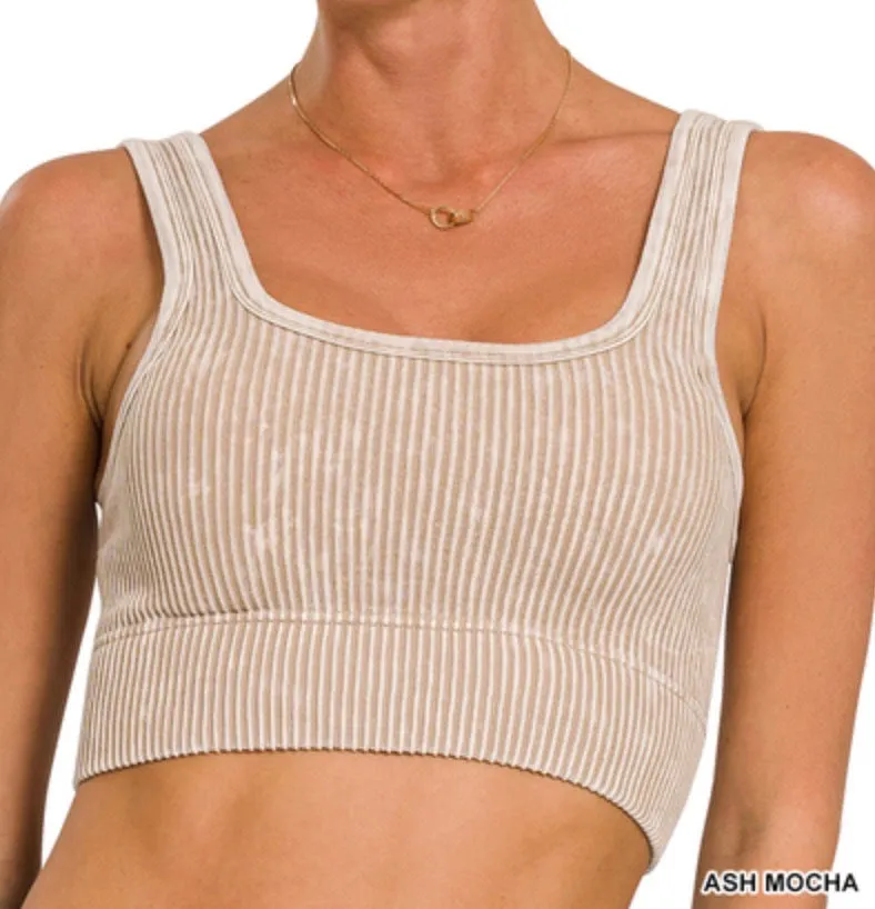 Lauren Built-In Bra Brami - Zenana Ribbed Cropped Tank Top