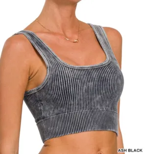 Lauren Built-In Bra Brami - Zenana Ribbed Cropped Tank Top