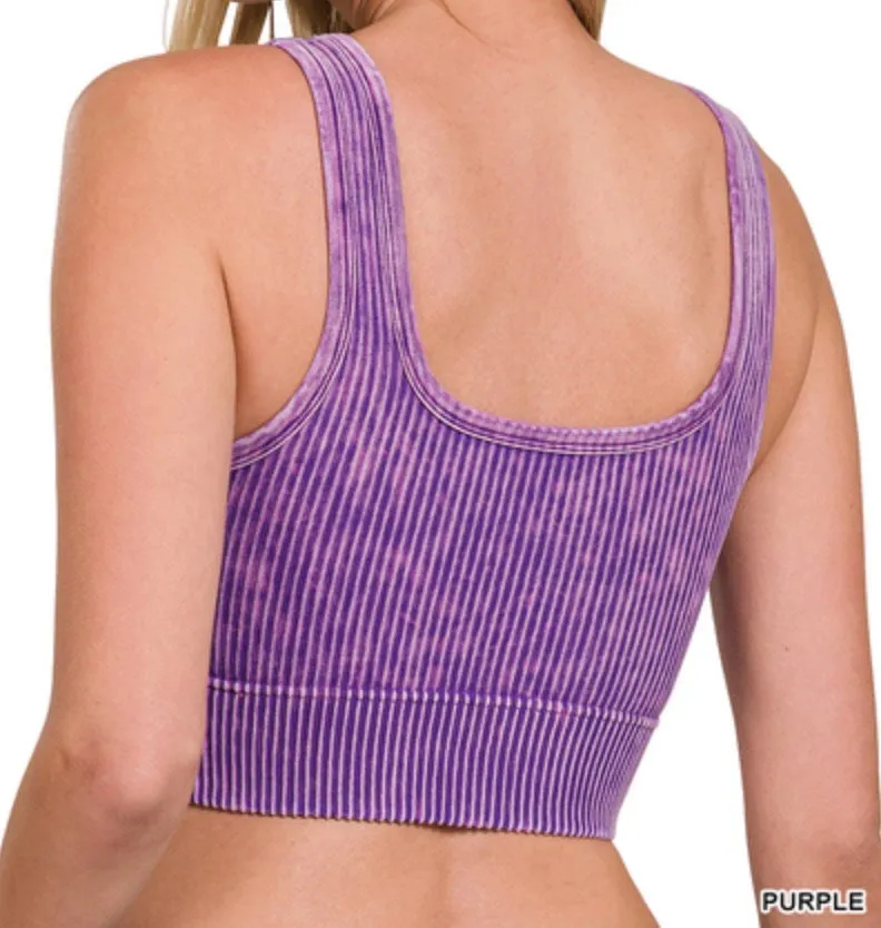 Lauren Built-In Bra Brami - Zenana Ribbed Cropped Tank Top