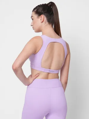 Lavender Front zipper sports bra