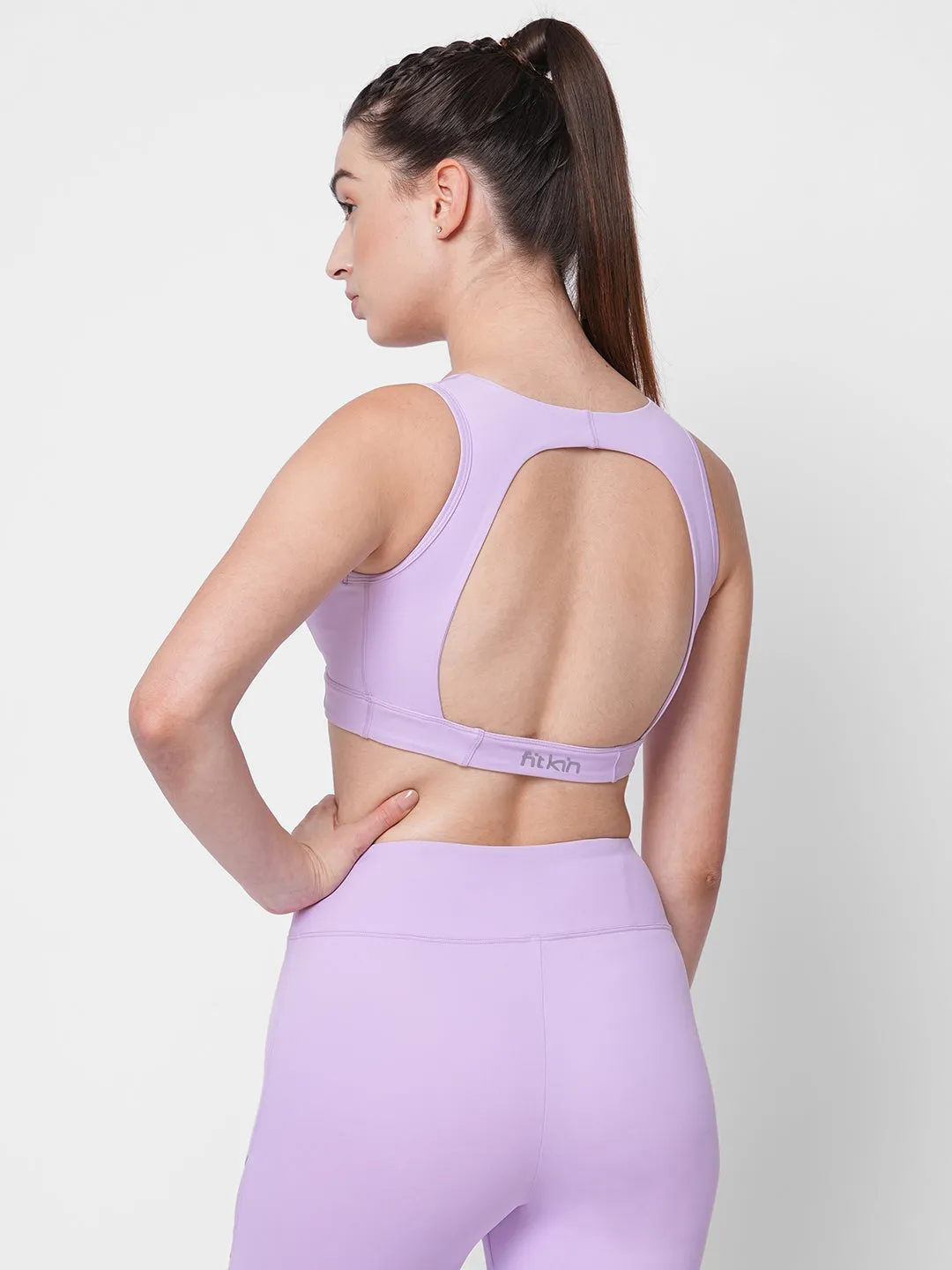 Lavender Front zipper sports bra