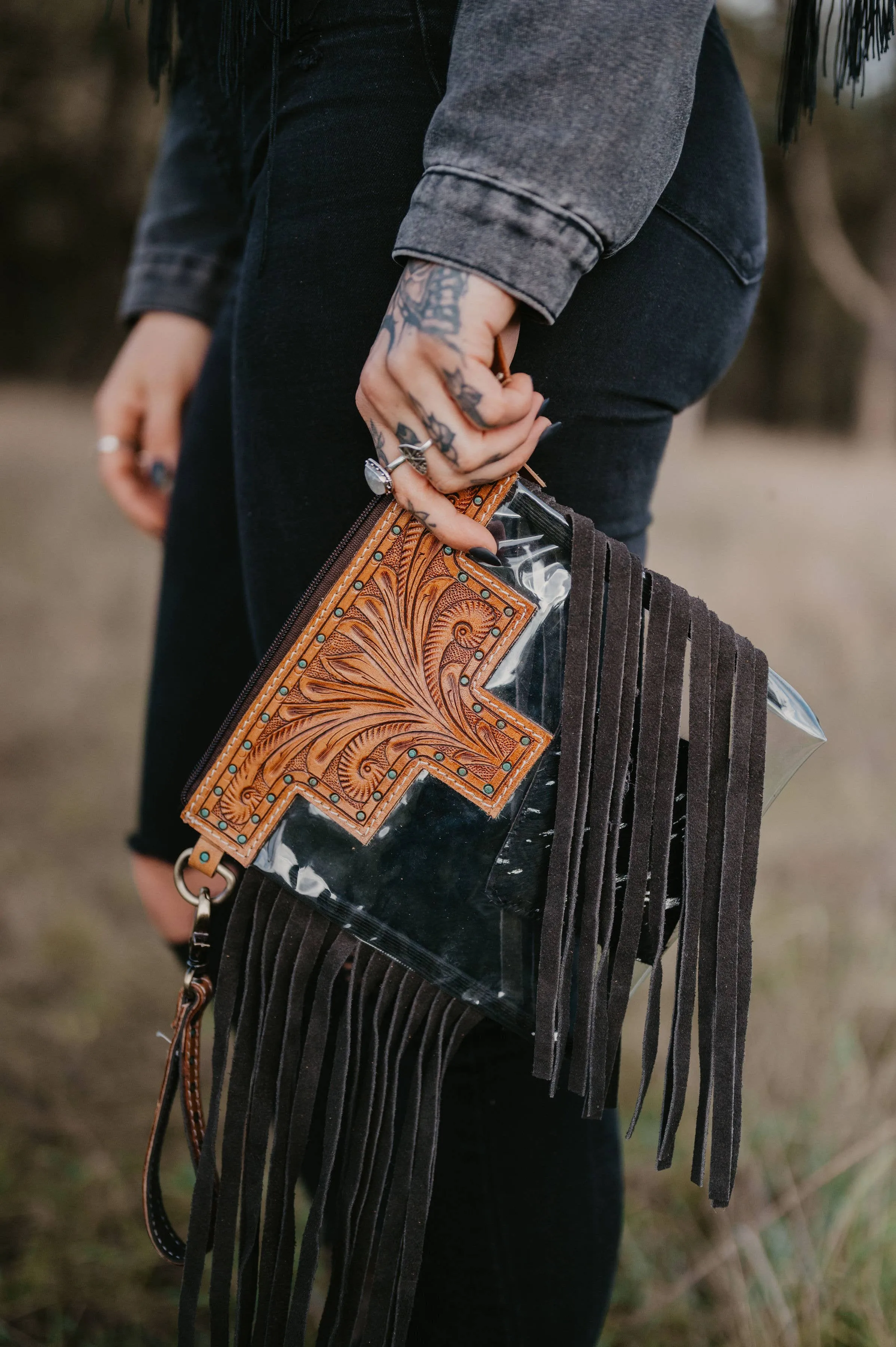 Leather Tooled Stadium Bag Sunflower