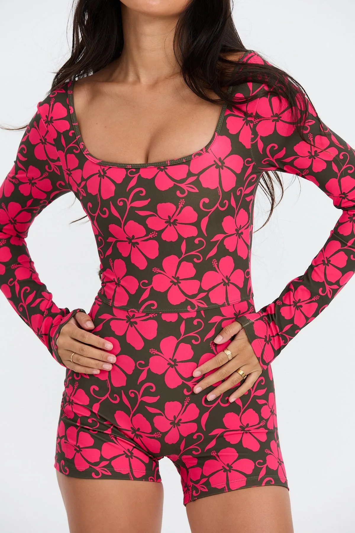 Long Sleeve Active Romper - Pupukea Pink